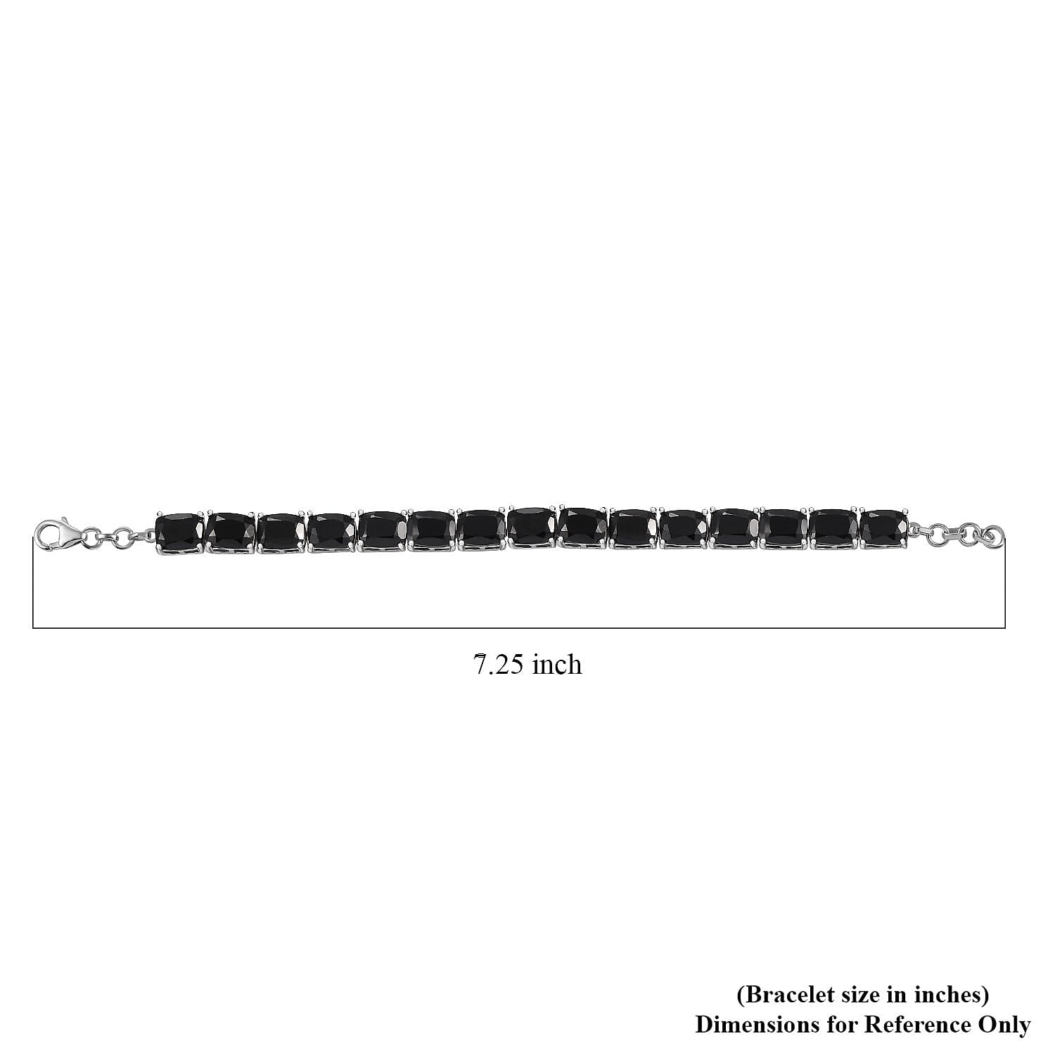 D'Joy Thai Black Spinel 44.00 ctw Tennis Bracelet in Rhodium Over Sterling Silver (7.25 In)