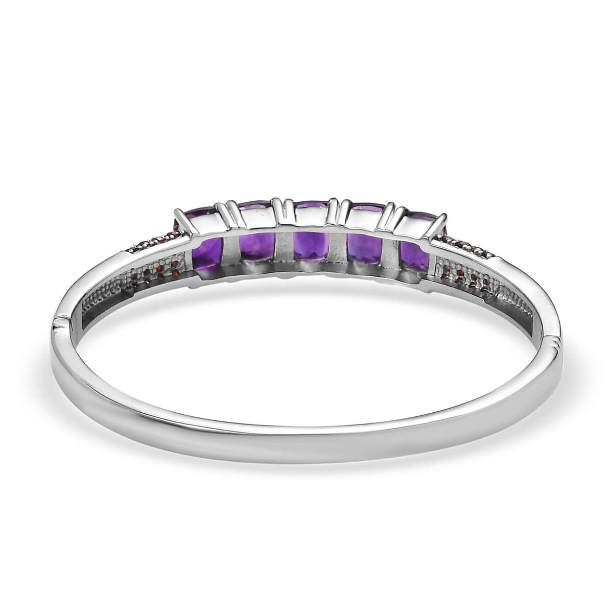 Premium African Amethyst and Mozambique Garnet 12.60 ctw Bangle Bracelet in Stainless Steel (6.50 In) image number 4