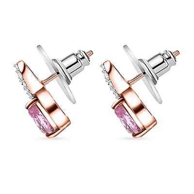 Martha Rocha Kunzite and Moissanite 1.80 ctw Infinity Earrings in 18K Vermeil Rose Gold Over Sterling Silver