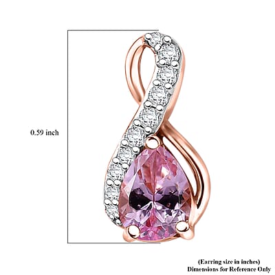 Martha Rocha Kunzite and Moissanite 1.80 ctw Infinity Earrings in 18K Vermeil Rose Gold Over Sterling Silver