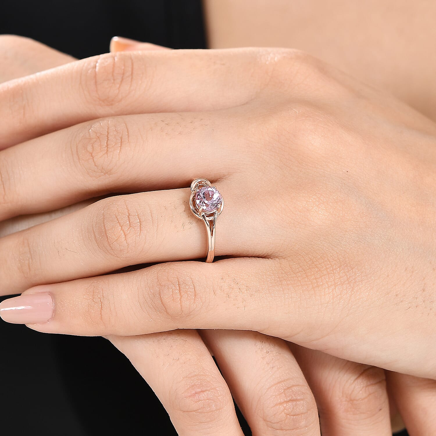 Martha Rocha Kunzite 1.15 ctw Eternal Love Ring in 18K Vermeil Rose Gold Over Sterling Silver (Size 10.0)
