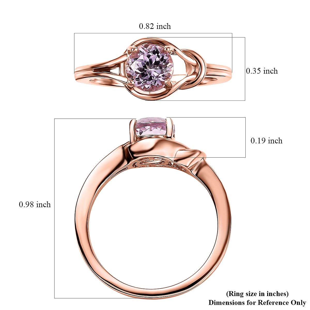 Martha Rocha Kunzite 1.15 ctw Eternal Love Ring in 18K Vermeil Rose Gold Over Sterling Silver (Size 10.0)