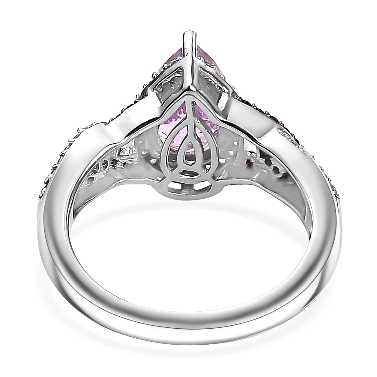 Premium Martha Rocha Kunzite, Brown and White Zircon Ring in Rhodium Over Sterling Silver (Size 10.0) 2.20 ctw image number 4