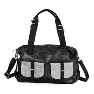 Value Buy Silver Faux Leather Crossbody Bag (17x15.7x12.5) with Handle Drop (7) and Detachable Shoulder Strap