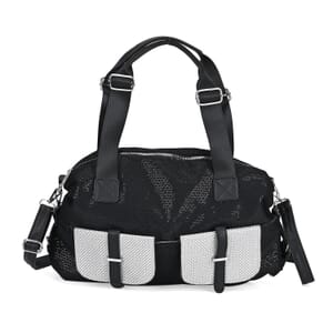 Value Buy Black Faux Leather Crossbody Bag (17x15.7x12.5) with Handle Drop (7) and Detachable Shoulder Strap