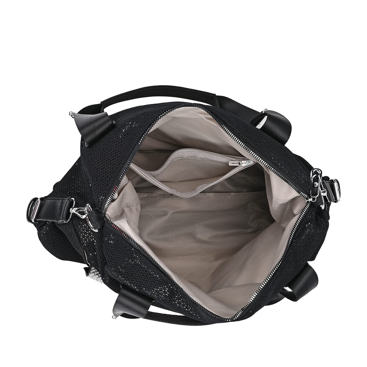 Value Buy Black Faux Leather Crossbody Bag (17x15.7x12.5) with Handle Drop (7) and Detachable Shoulder Strap image number 4