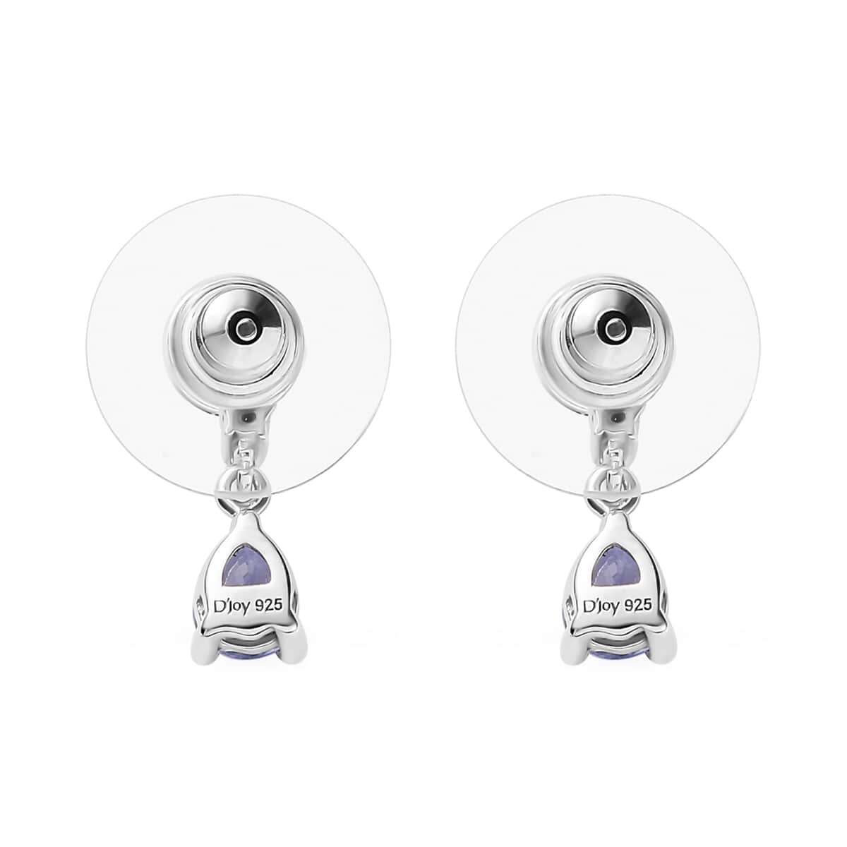 Ceylon Blue Sapphire and White Zircon 0.85 ctw Drop Earrings in Rhodium Over Sterling Silver image number 3