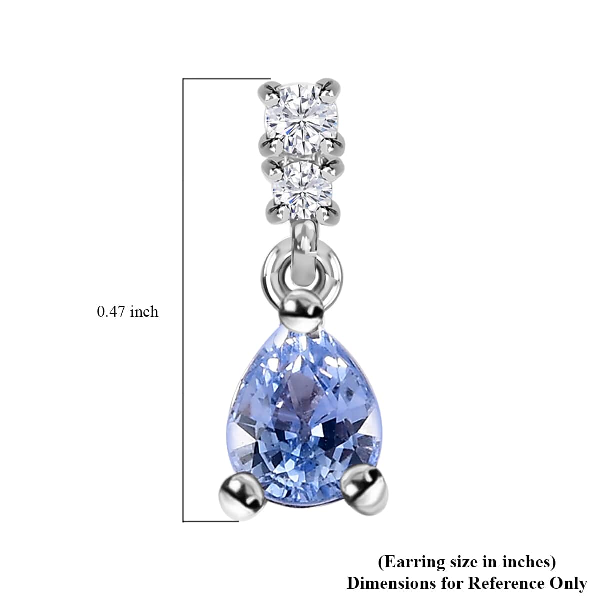 Ceylon Blue Sapphire and White Zircon 0.85 ctw Drop Earrings in Rhodium Over Sterling Silver image number 4