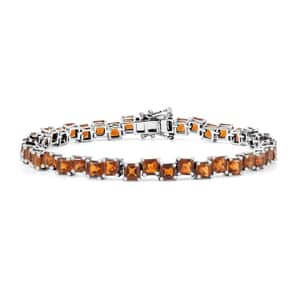 Brazilian Cherry Citrine 11.15 ctw Art Deco Bracelet in Rhodium Over Sterling Silver (7.25 In)