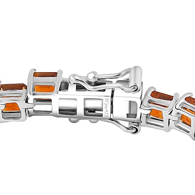 D'Joy Brazilian Cherry Citrine 11.15 ctw Art Deco Bracelet in Rhodium Over Sterling Silver (7.25 In)
