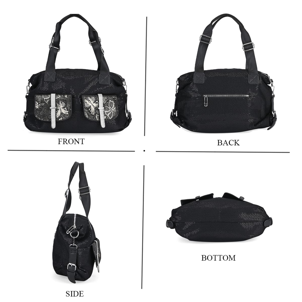Black Butterfly Faux Leather Crossbody Bag with Handle Drop and Detachable Shoulder Strap image number 3