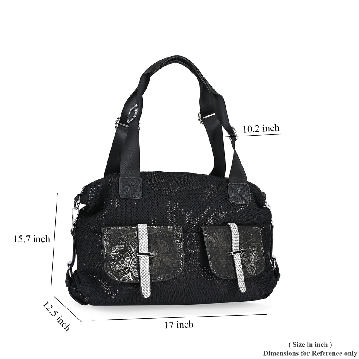 Black Butterfly Faux Leather Crossbody Bag with Handle Drop and Detachable Shoulder Strap image number 6