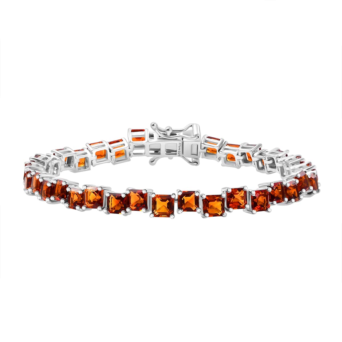 Brazilian Cherry Citrine 10.00 ctw Art Deco Bracelet in Rhodium Over Sterling Silver (6.50 In) image number 0