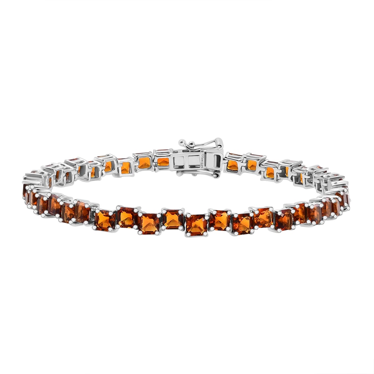 Brazilian Cherry Citrine 12.25 ctw Art Deco Bracelet in Rhodium Over Sterling Silver (8.00 In) image number 0