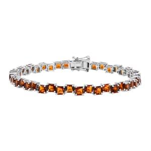Brazilian Cherry Citrine 12.25 ctw Art Deco Bracelet in Rhodium Over Sterling Silver (8.00 In)
