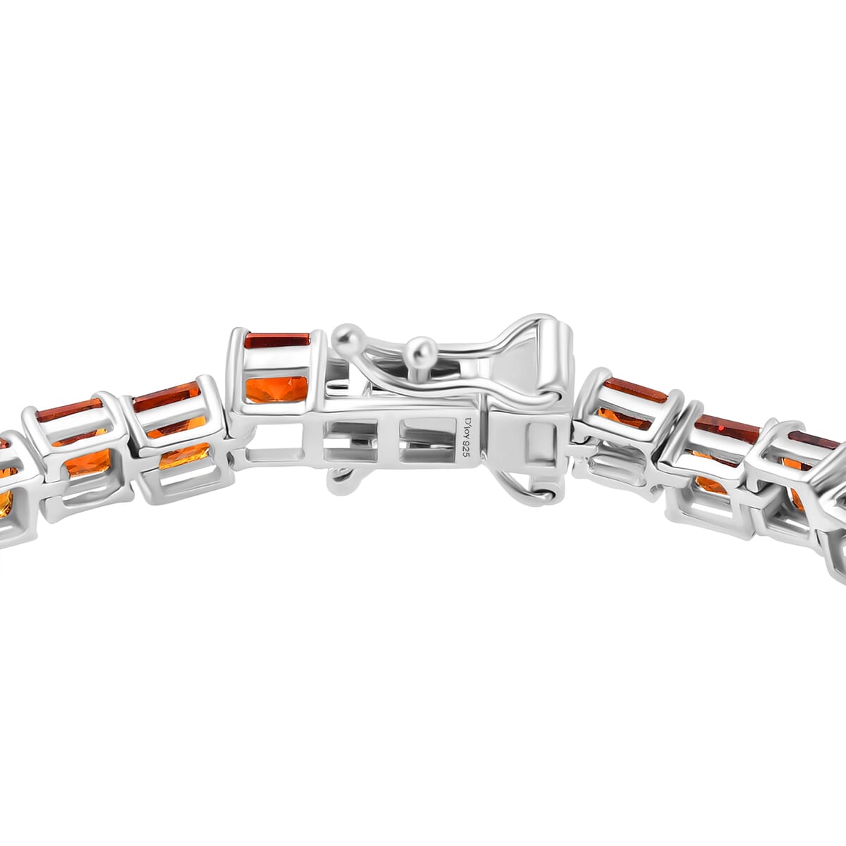 Brazilian Cherry Citrine 12.25 ctw Art Deco Bracelet in Rhodium Over Sterling Silver (8.00 In) image number 3