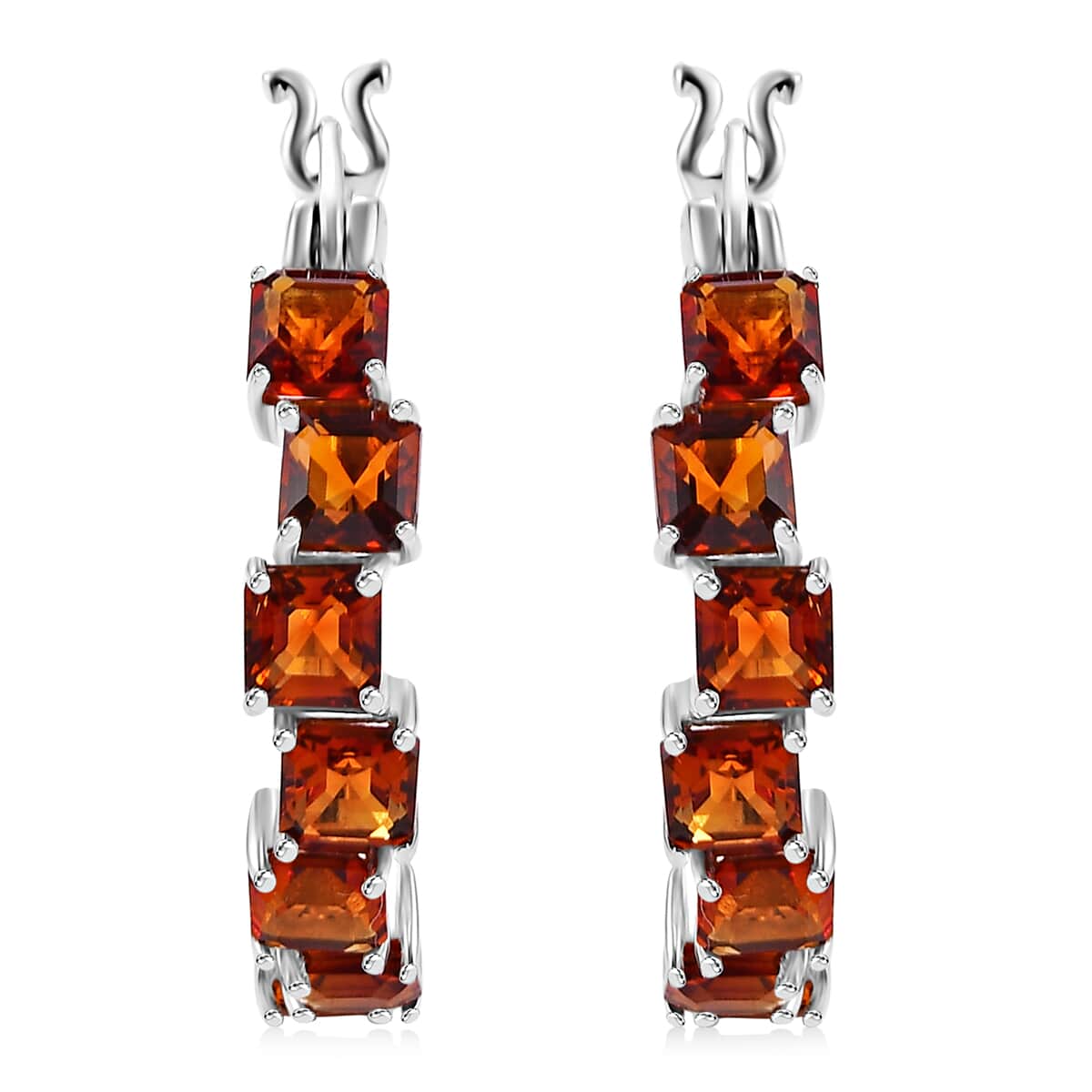 Brazilian Cherry Citrine 4.90 ctw Art Deco Earrings in Rhodium Over Sterling Silver image number 0