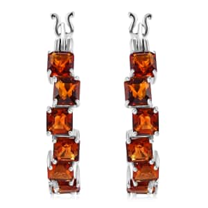 Brazilian Cherry Citrine 4.90 ctw Art Deco Earrings in Rhodium Over Sterling Silver