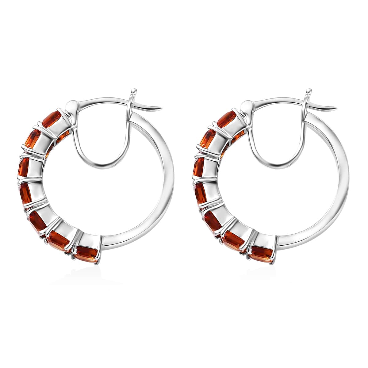 Brazilian Cherry Citrine 4.90 ctw Art Deco Earrings in Rhodium Over Sterling Silver image number 4