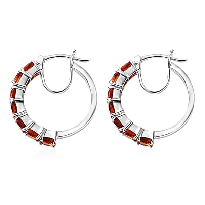 D'Joy Brazilian Cherry Citrine 4.90 ctw Art Deco Earrings in Rhodium Over Sterling Silver