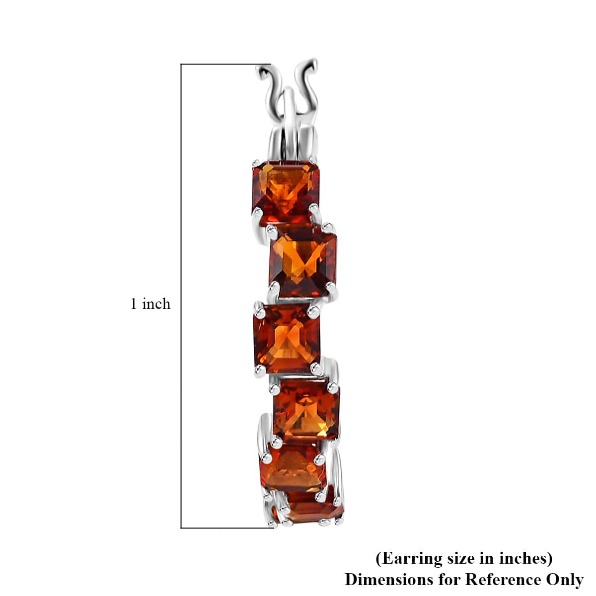 Brazilian Cherry Citrine 4.90 ctw Art Deco Earrings in Rhodium Over Sterling Silver image number 5