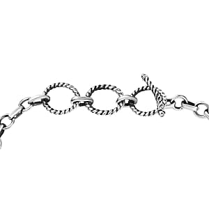 D'Joy Artisan Crafted Rough Cut Rainbow Moonstone 50.75 ctw Fancy Bracelet in Sterling Silver (6.50-8.0In)