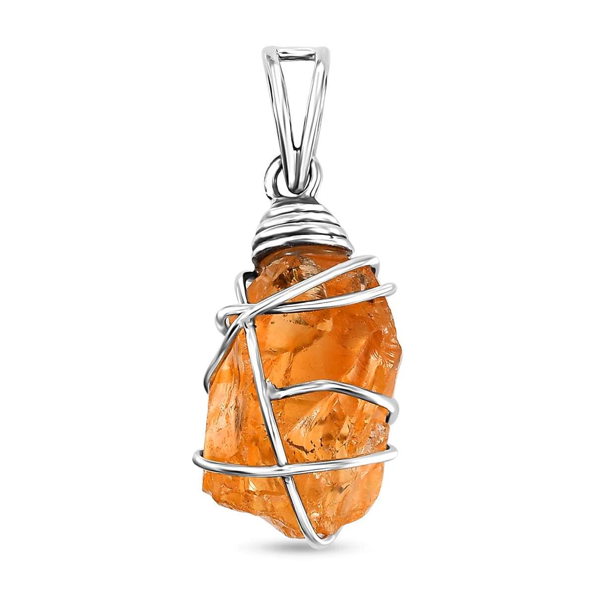 Artisan Crafted Rough Cut Brazilian Citrine 17.75 ctw Fancy Pendant in Sterling Silver image number 0