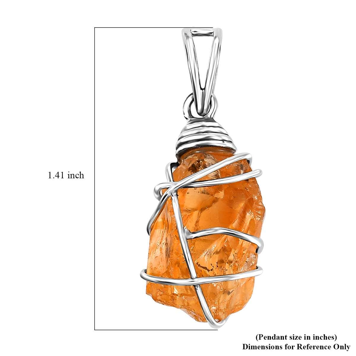 Artisan Crafted Rough Cut Brazilian Citrine 17.75 ctw Fancy Pendant in Sterling Silver image number 4