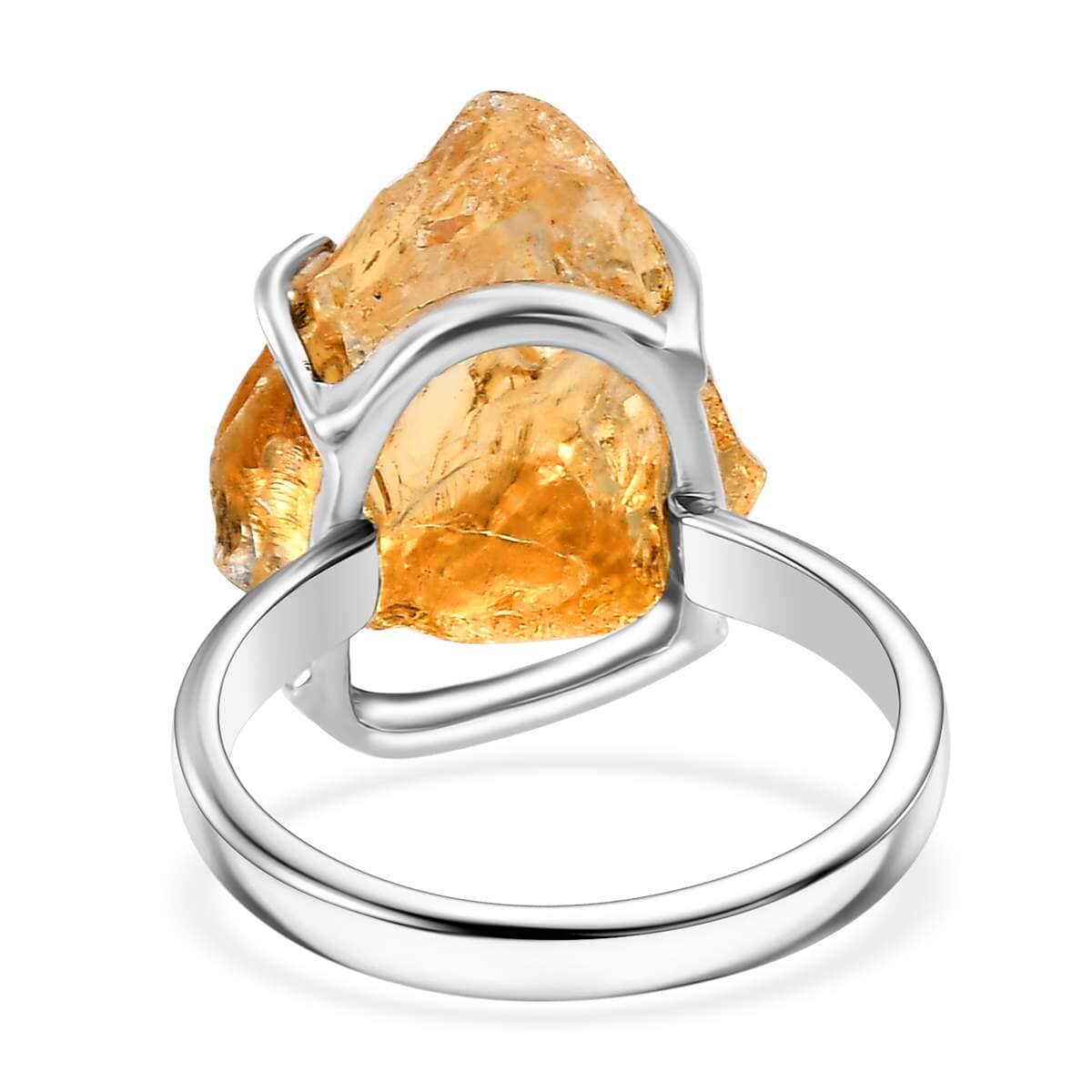 Artisan Crafted Rought Cut Brazilian Citrine 13.00 ctw Solitaire Ring in Sterling Silver (Size 10.0) image number 4