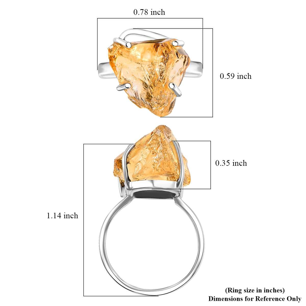 Artisan Crafted Rought Cut Brazilian Citrine 13.00 ctw Solitaire Ring in Sterling Silver (Size 10.0) image number 5