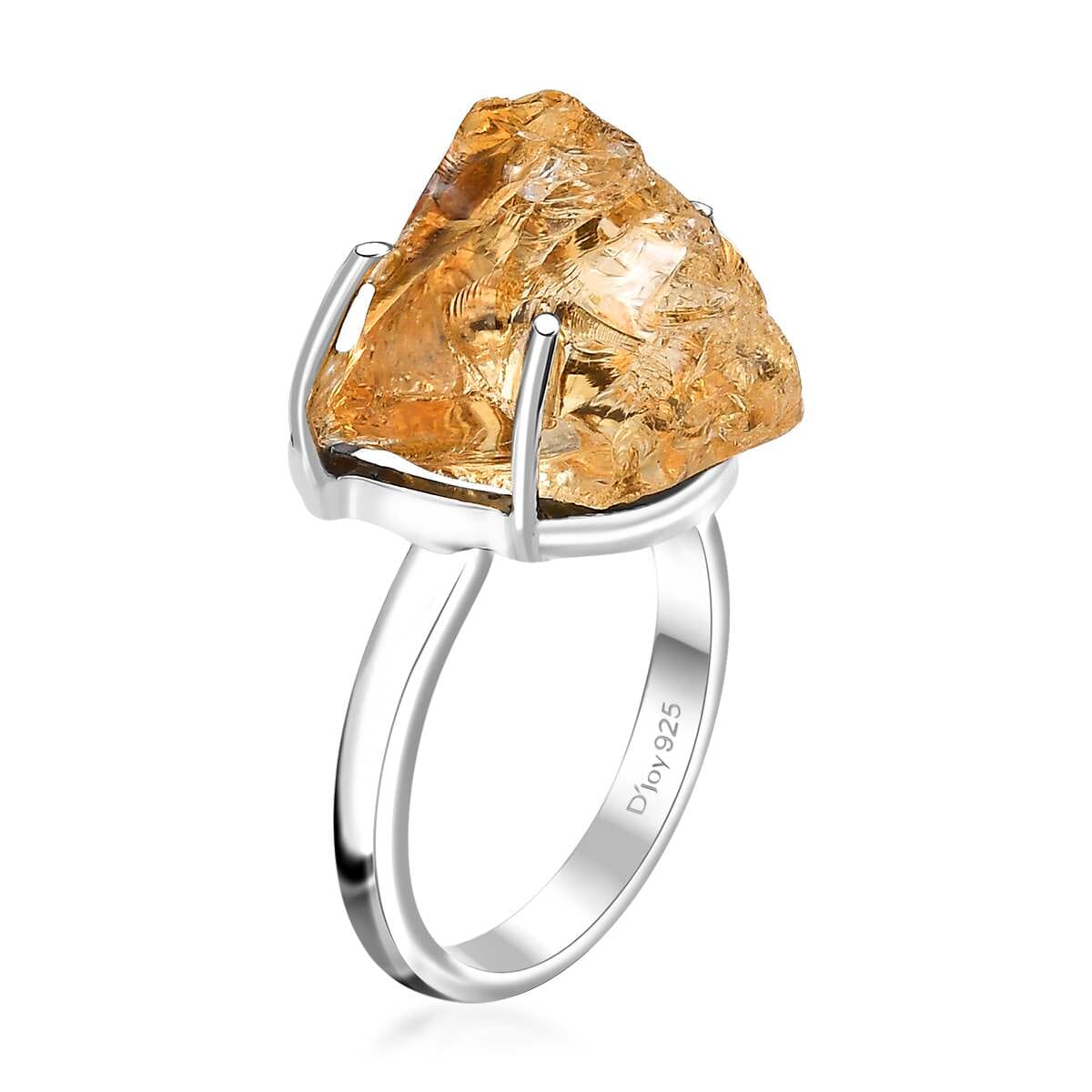 Artisan Crafted Rough Cut Brazilian Citrine 13.00 ctw Solitaire Ring in Sterling Silver (Size 6.0) image number 3