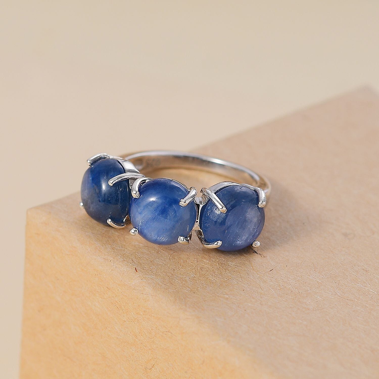Kashmir Kyanite 7.50 ctw Ring in Platinum Over Sterling Silver (Size 10.0)