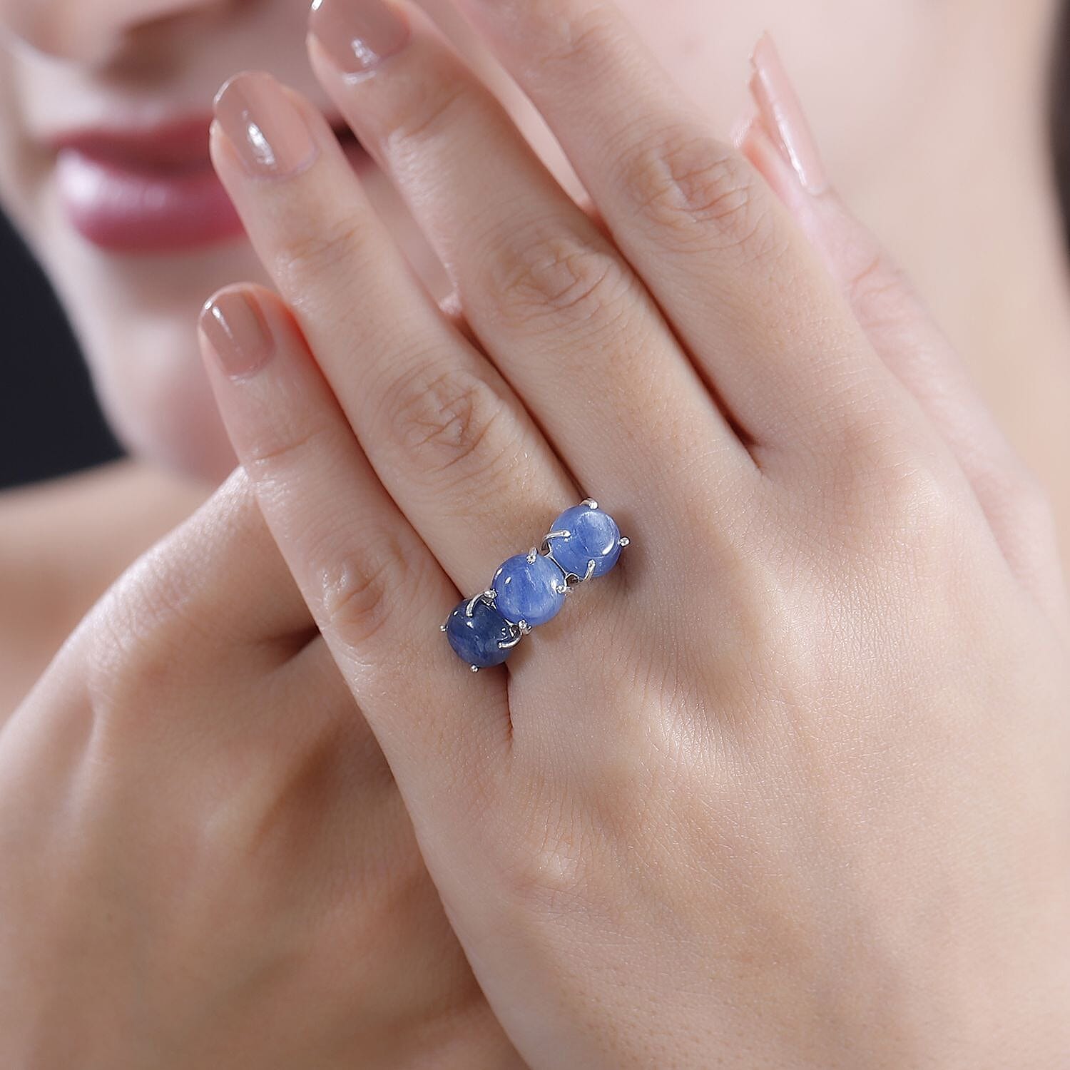 Kashmir Kyanite 7.50 ctw Ring in Platinum Over Sterling Silver (Size 10.0)