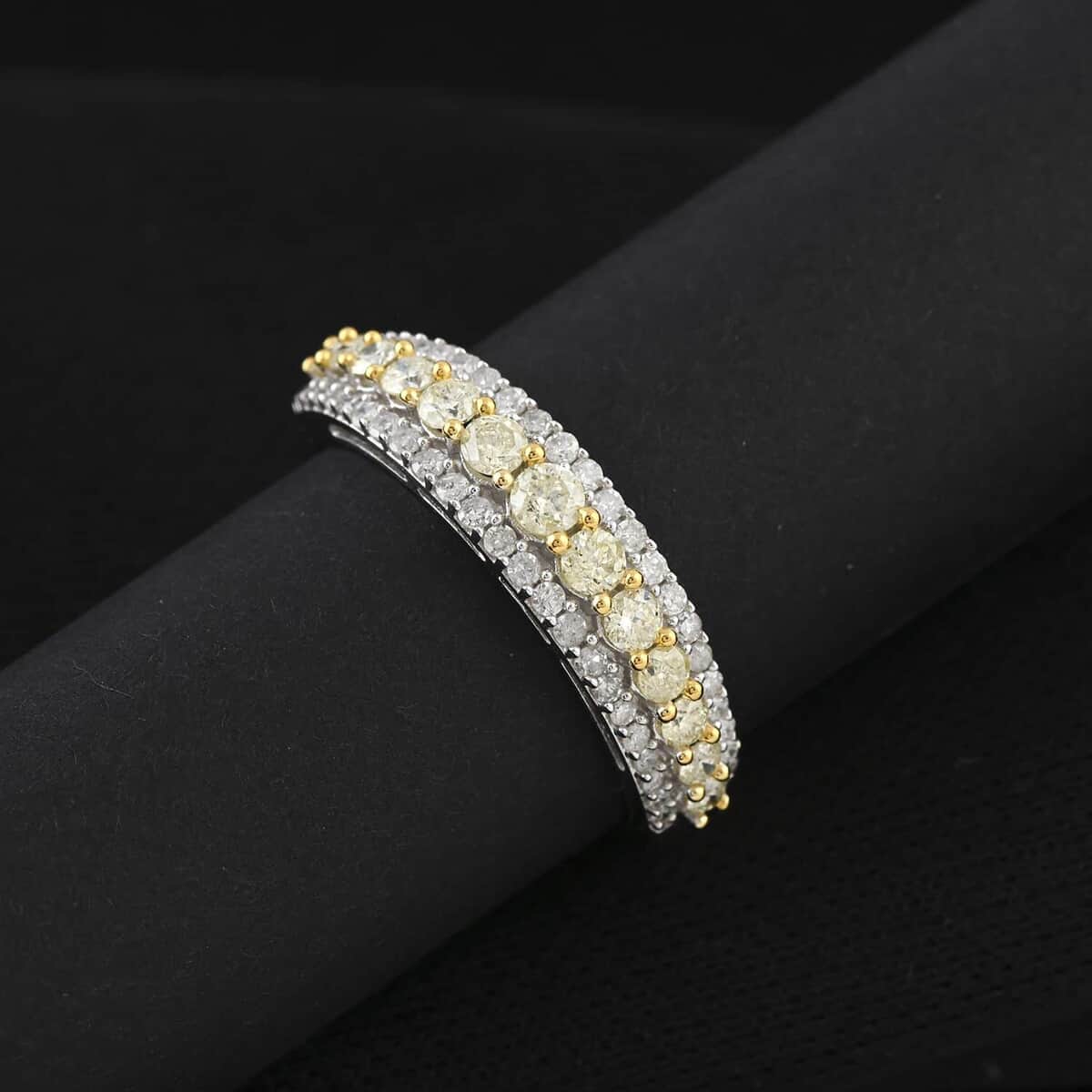 Natural Yellow and White Diamond I2-I3 0.75 ctw Band Ring in 14K White Gold (Size 5.0) image number 1