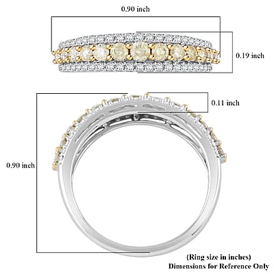 Natural Yellow and White Diamond I2-I3 0.75 ctw Band Ring in 14K White Gold (Size 5.0)