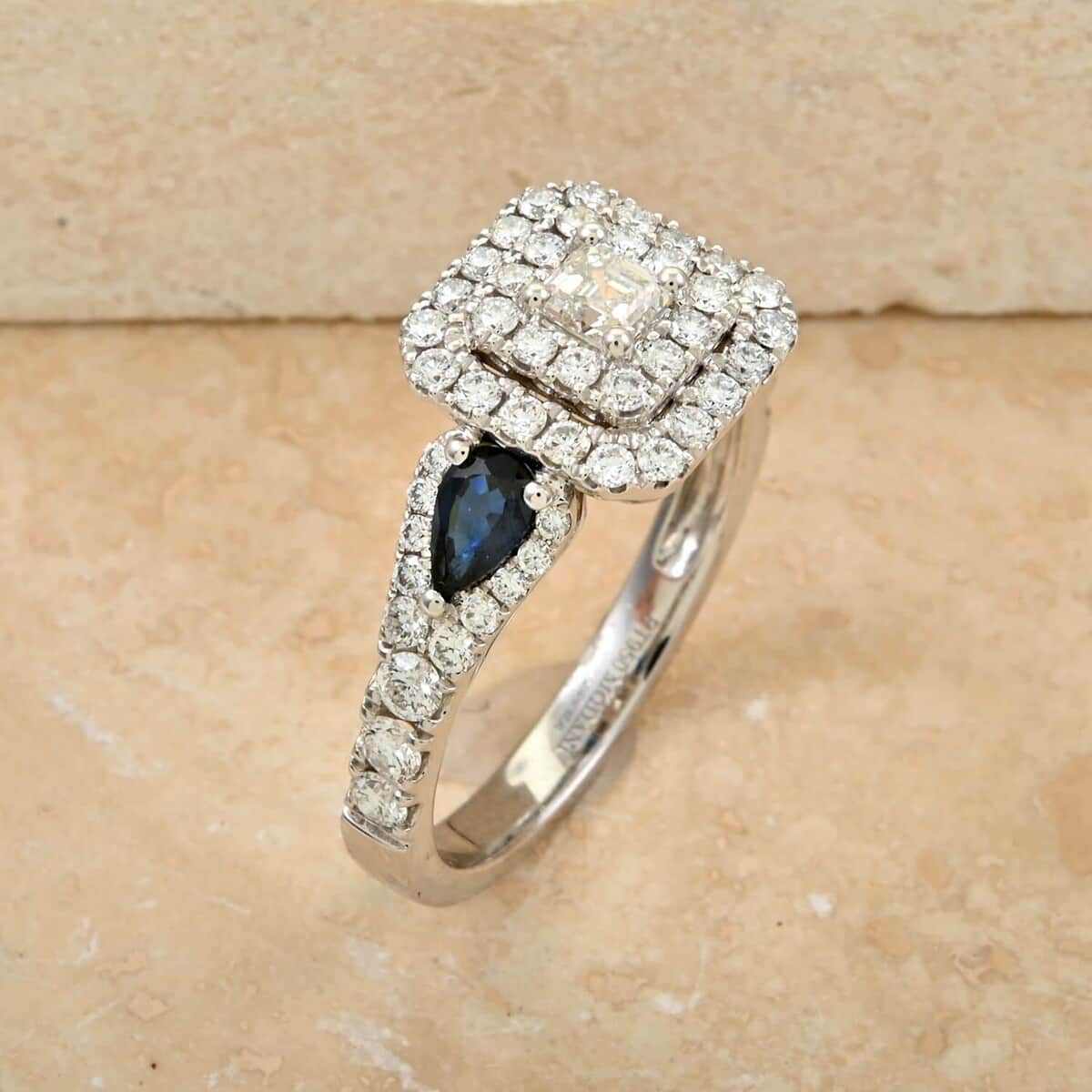 Modani 950 Platinum AAAA Blue Sapphire, White Diamond Ring (Size 10.0) (5.80 g) 1.50 ctw image number 1