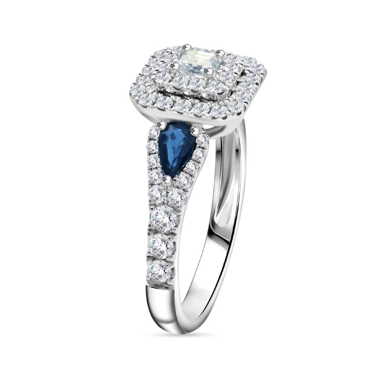 Modani 950 Platinum AAAA Blue Sapphire, White Diamond Ring (Size 10.0) (5.80 g) 1.50 ctw image number 3