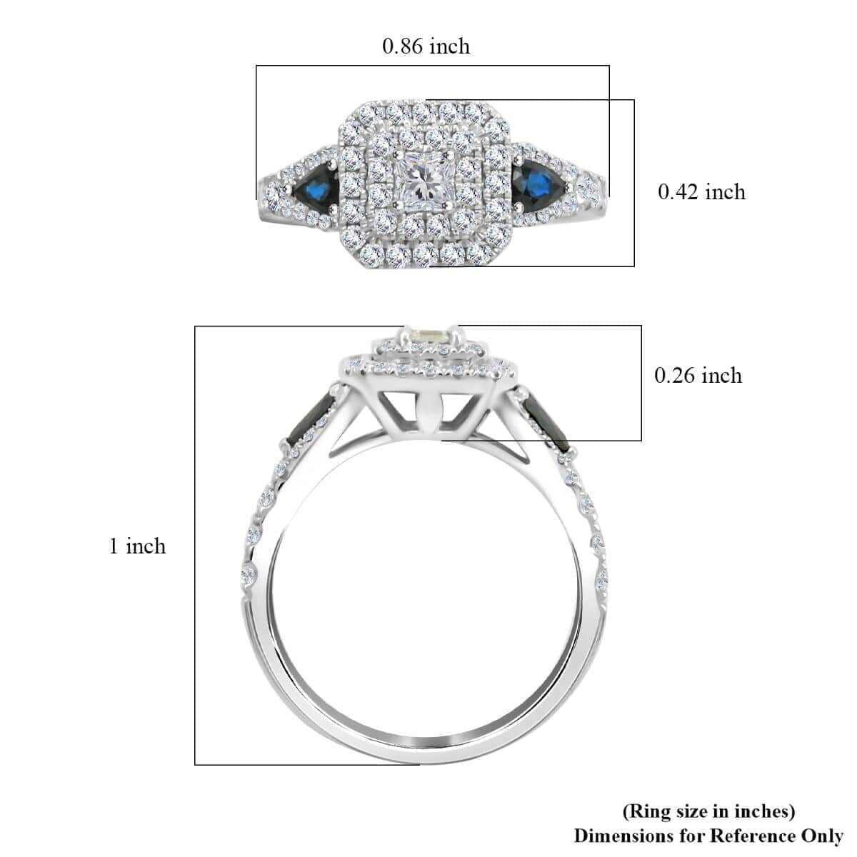 Modani 950 Platinum AAAA Blue Sapphire, White Diamond Ring (Size 10.0) (5.80 g) 1.50 ctw image number 4