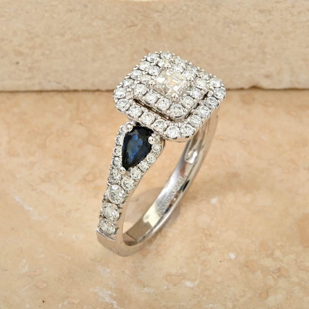 Modani White Diamond and AAAA Blue Sapphire 1.50 ctw Ring in 950 Platinum (Size 5.0) 5.80 Grams (Del. in 7-10 Days) image number 1