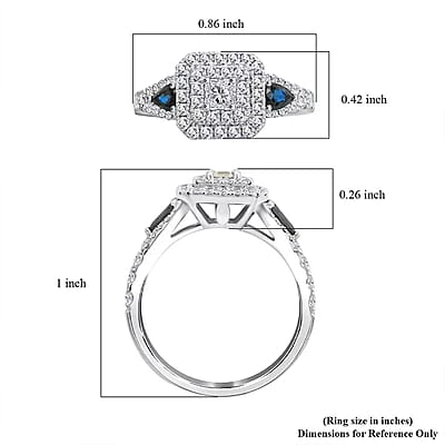 Modani White Diamond (F G VVS) and AAAA Blue Sapphire 1.50 ctw Ring in 950 Platinum (Size 6.0) 5.80 Grams