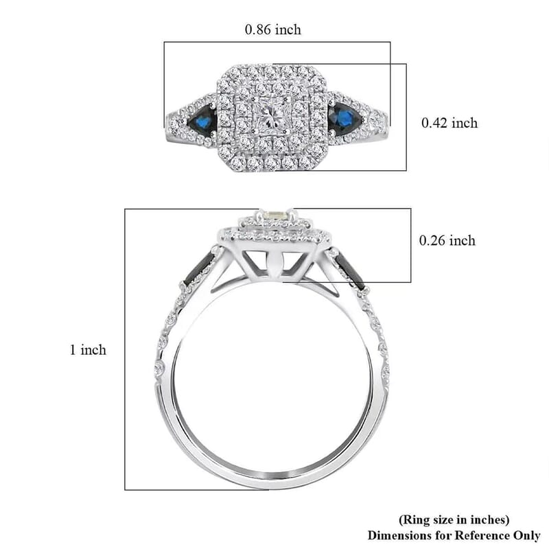 Modani White Diamond (F G VVS) and AAAA Blue Sapphire 1.50 ctw Ring in 950 Platinum (Size 6.0) 5.80 Grams