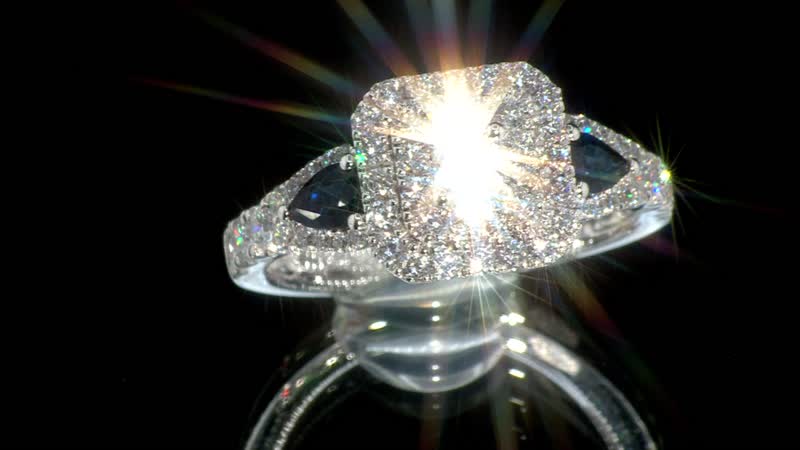 Modani 950 Platinum AAAA Blue Sapphire, White Diamond Ring (Size 10.0) (5.80 g) 1.50 ctw