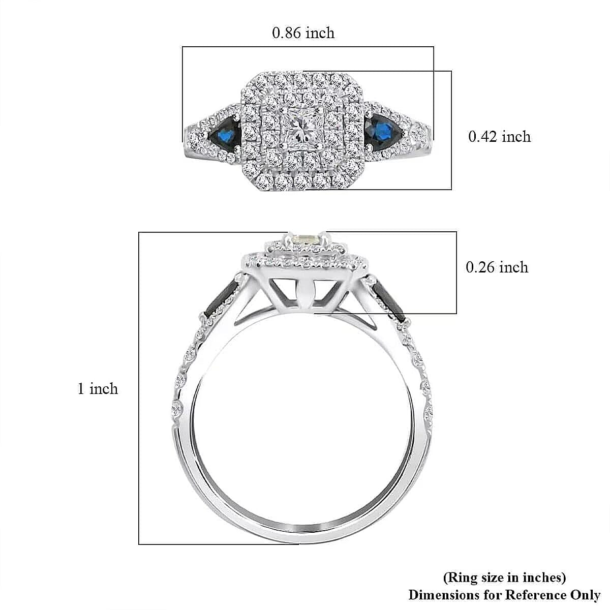  Modani White Diamond (F G VVS) and AAAA Blue Sapphire 1.50 ctw Ring in 950 Platinum (Size 8.0) 5.80 Grams image number 6