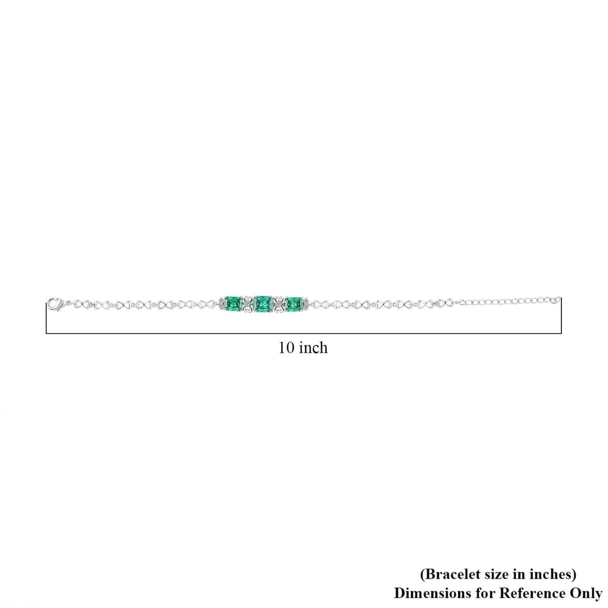 Simulated Emerald and Simulated Diamond 12.50 ctw Bracelet in Silvertone (8.00 In) image number 4