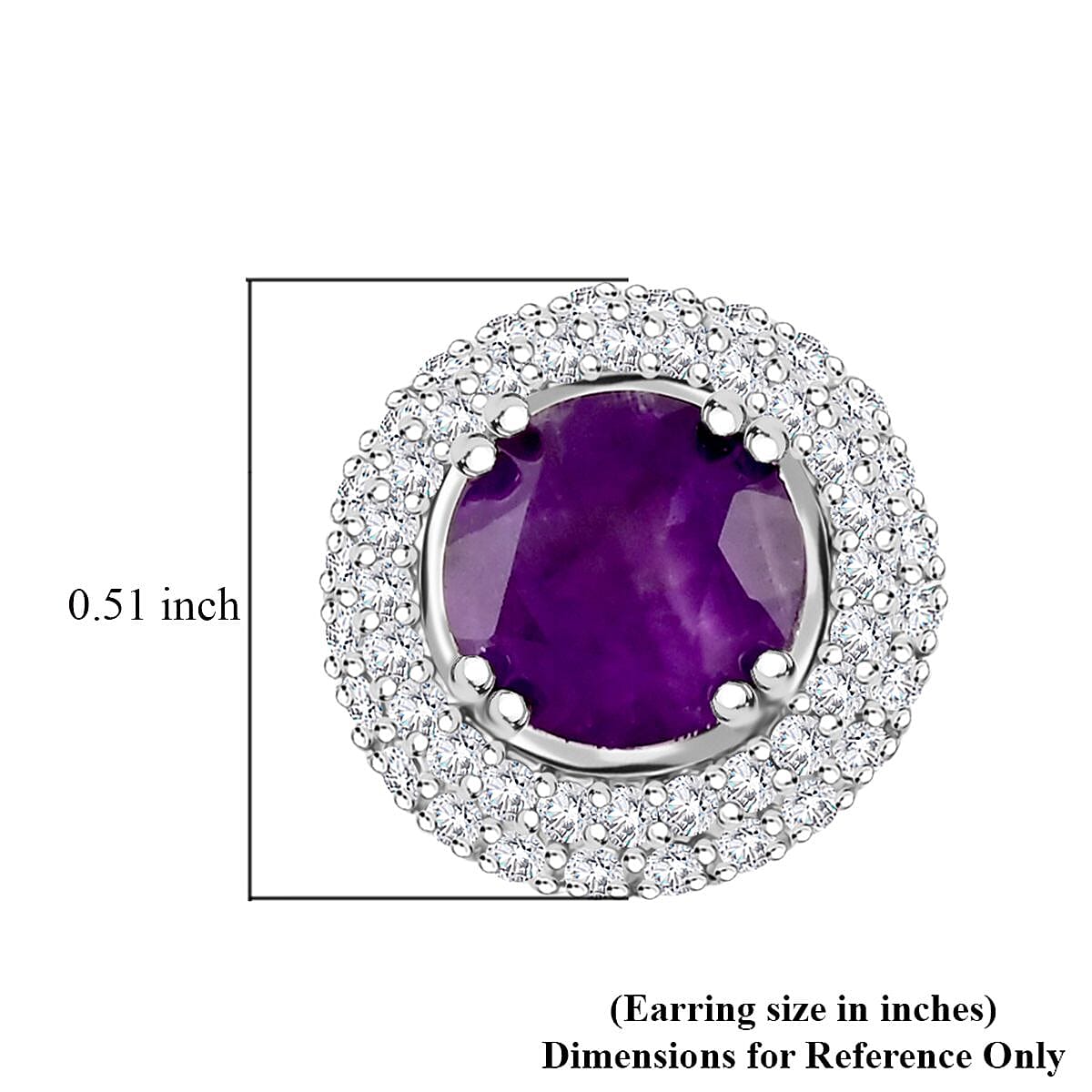 Amethyst and Simulated Diamond 4.00 ctw Earrings in Silvertone