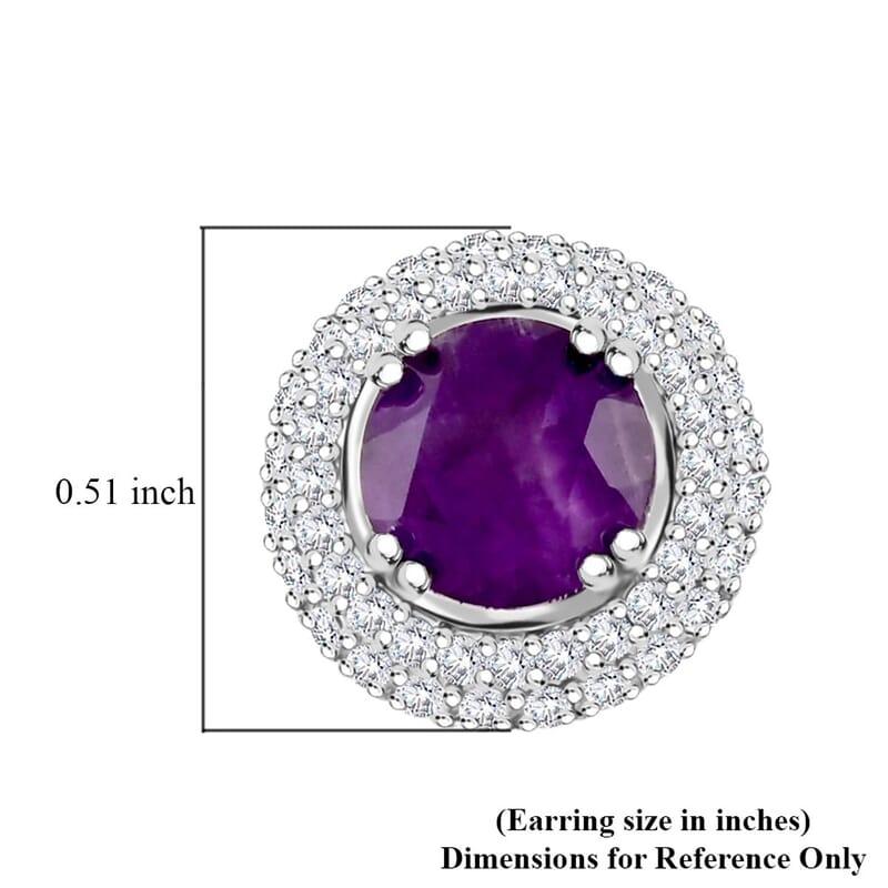 Amethyst and Simulated Diamond 4.00 ctw Earrings in Silvertone