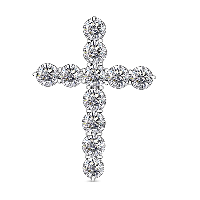 NY Closeout Luxuriant Lab Grown Diamond 3.00 ctw Cross Pendant in 14K White Gold 