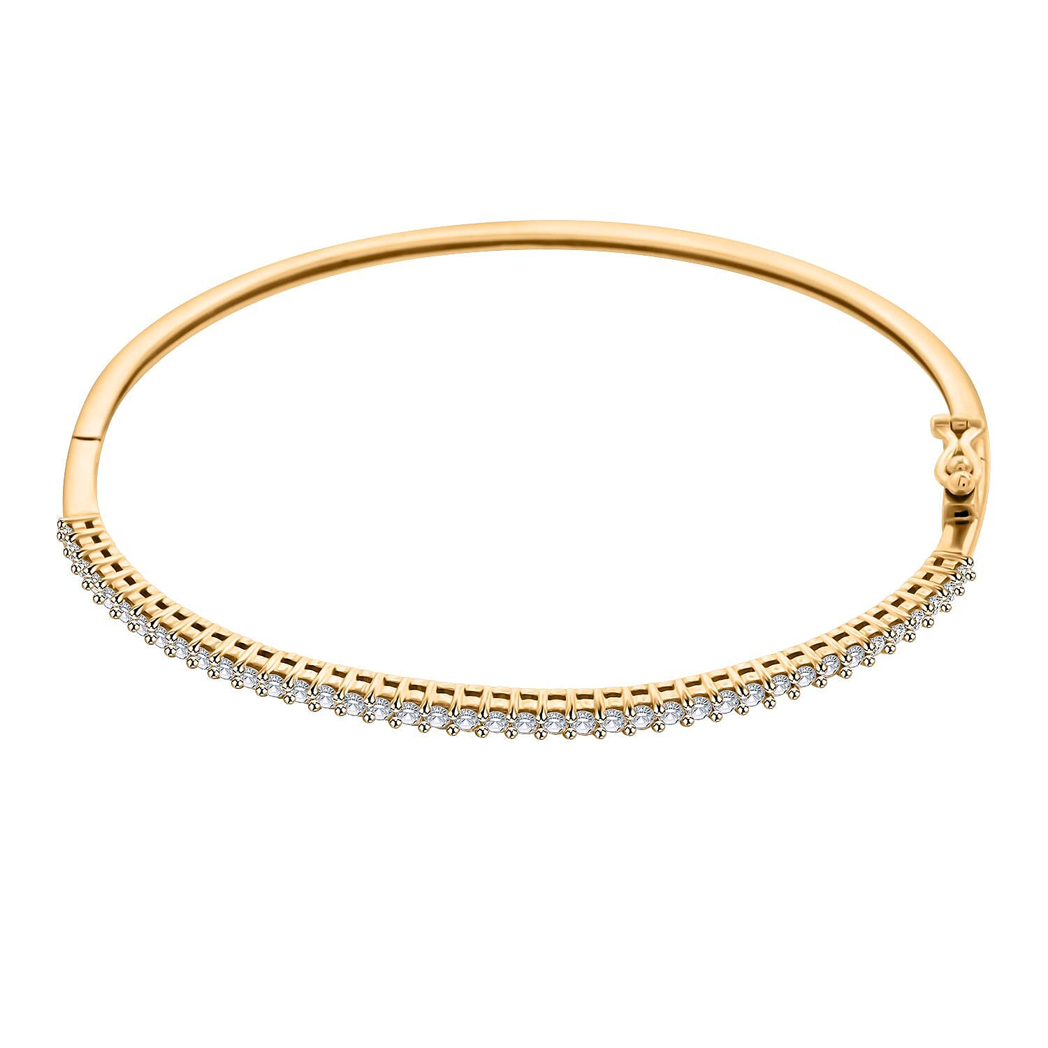NY Closeout Luxuriant Lab Grown Diamond G VS 1.00 ctw Bangle Bracelet in 10K Yellow Gold (7.00 In) 8.85 Grams 