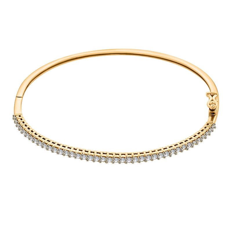 NY Closeout Luxuriant Lab Grown Diamond G VS 1.00 ctw Bangle Bracelet in 10K Yellow Gold (7.00 In) 8.85 Grams 