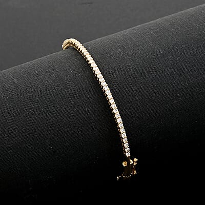 NY Closeout Luxuriant Lab Grown Diamond G VS 1.00 ctw Bangle Bracelet in 10K Yellow Gold (7.00 In) 8.85 Grams 